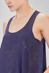 long dress, wide and flared, in washed silk mulberry with shaded motif - MIAORAN 
