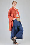 long and wide jacket in washed and flamed linen canvas - RISA NAKAMURA 