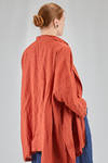 long and wide jacket in washed and flamed linen canvas - RISA NAKAMURA 