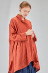 long and wide jacket in washed and flamed linen canvas - RISA NAKAMURA 