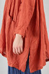 long and wide jacket in washed and flamed linen canvas - RISA NAKAMURA 