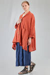 long and wide jacket in washed and flamed linen canvas - RISA NAKAMURA 