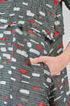 longuette dress, wide, in polyester froissé with horizontal stripes tone on tone and cotton patches - SHU MORIYAMA 