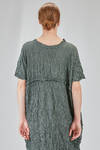 longuette dress, soft, in gauzed polyester froissé with horizontal stripes tone on tone - SHU MORIYAMA 