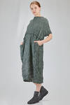 longuette dress, soft, in gauzed polyester froissé with horizontal stripes tone on tone - SHU MORIYAMA 