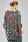 long and wide tunic in polyester froissé with diagonal stripes tone on tone and  cotton patches - SHU MORIYAMA 