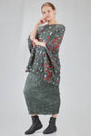 long and wide tunic in polyester froissé with diagonal stripes tone on tone and  cotton patches - SHU MORIYAMA 