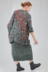 long and wide tunic in polyester froissé with diagonal stripes tone on tone and  cotton patches - SHU MORIYAMA 