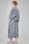 hip-lenght shirt-jacket, wide, in polyester froissé with horizontal stripes tone on tone and  cotton patches - SHU MORIYAMA 