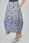 longuette tulip skirt, in polyester froissé with diagonal stripes and cotton patches - SHU MORIYAMA 