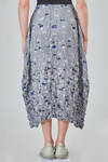 longuette tulip skirt, in polyester froissé with diagonal stripes and cotton patches - SHU MORIYAMA 