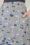 longuette tulip skirt, in polyester froissé with diagonal stripes and cotton patches - SHU MORIYAMA 