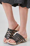 medium clog STRETCH in cowhide leather and wood - TRIPPEN 