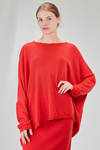 long, wide and asymmetric sweater in plain cotton and acrylic knit - KNIT KNIT 
