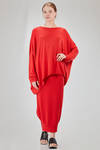 long, wide and asymmetric sweater in plain cotton and acrylic knit - KNIT KNIT 