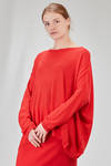 long, wide and asymmetric sweater in plain cotton and acrylic knit - KNIT KNIT 