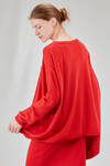 long, wide and asymmetric sweater in plain cotton and acrylic knit - KNIT KNIT 