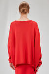 long, wide and asymmetric sweater in plain cotton and acrylic knit - KNIT KNIT 