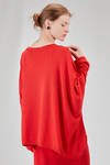 long, wide and asymmetric sweater in plain cotton and acrylic knit - KNIT KNIT 