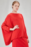 long, wide and asymmetric sweater in plain cotton and acrylic knit - KNIT KNIT 