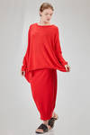 long, wide and asymmetric sweater in plain cotton and acrylic knit - KNIT KNIT 