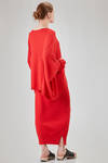 long, wide and asymmetric sweater in plain cotton and acrylic knit - KNIT KNIT 