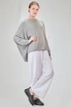 long, wide and asymmetric sweater in plain cotton and acrylic knit - KNIT KNIT 