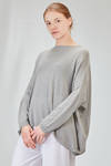 long, wide and asymmetric sweater in plain cotton and acrylic knit - KNIT KNIT 