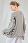 long, wide and asymmetric sweater in plain cotton and acrylic knit - KNIT KNIT 