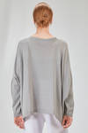 long, wide and asymmetric sweater in plain cotton and acrylic knit - KNIT KNIT 