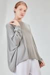 long, wide and asymmetric sweater in plain cotton and acrylic knit - KNIT KNIT 