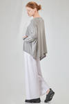 long, wide and asymmetric sweater in plain cotton and acrylic knit - KNIT KNIT 