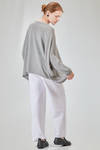 long, wide and asymmetric sweater in plain cotton and acrylic knit - KNIT KNIT 