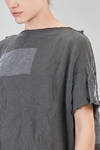 long and wide tunic in crinkled striped ecotex cotton and polyester knit - KNIT KNIT 