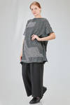 long and wide tunic in crinkled striped ecotex cotton and polyester knit - KNIT KNIT 
