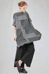 long and wide tunic in crinkled striped ecotex cotton and polyester knit - KNIT KNIT 