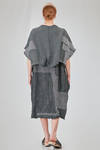 long and wide cardigan in crinkled cotton, nylon and polyamide knit with thin stripes - KNIT KNIT 