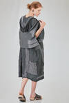 long and wide cardigan in crinkled cotton, nylon and polyamide knit with thin stripes - KNIT KNIT 