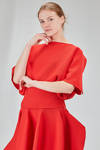 hip-lenght t-shirt, wide and narrower at the bottom, in elastic recycled polyester and nylon knit - CFCL 