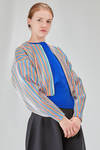 hip-lenght bomber jacket, wide, in multicolor striped recycled polyester knit - CFCL 