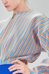 hip-lenght bomber jacket, wide, in multicolor striped recycled polyester knit - CFCL 