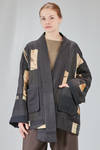 below the hip kimono style jacket hand-crafted in a linen, wool, silk and cotton patchwork - CHRISTINE MOREAU 