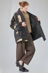 below the hip kimono style jacket hand-crafted in a linen, wool, silk and cotton patchwork - CHRISTINE MOREAU 