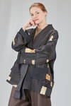 below the hip kimono style jacket hand-crafted in a linen, wool, silk and cotton patchwork - CHRISTINE MOREAU 
