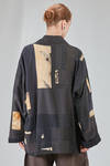 below the hip kimono style jacket hand-crafted in a linen, wool, silk and cotton patchwork - CHRISTINE MOREAU 