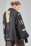 below the hip kimono style jacket hand-crafted in a linen, wool, silk and cotton patchwork - CHRISTINE MOREAU 