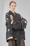 below the hip kimono style jacket hand-crafted in a linen, wool, silk and cotton patchwork - CHRISTINE MOREAU 