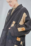 below the hip kimono style jacket hand-crafted in a linen, wool, silk and cotton patchwork - CHRISTINE MOREAU 