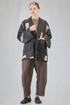 below the hip kimono style jacket hand-crafted in a linen, wool, silk and cotton patchwork - CHRISTINE MOREAU 