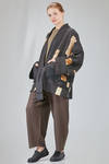 below the hip kimono style jacket hand-crafted in a linen, wool, silk and cotton patchwork - CHRISTINE MOREAU 